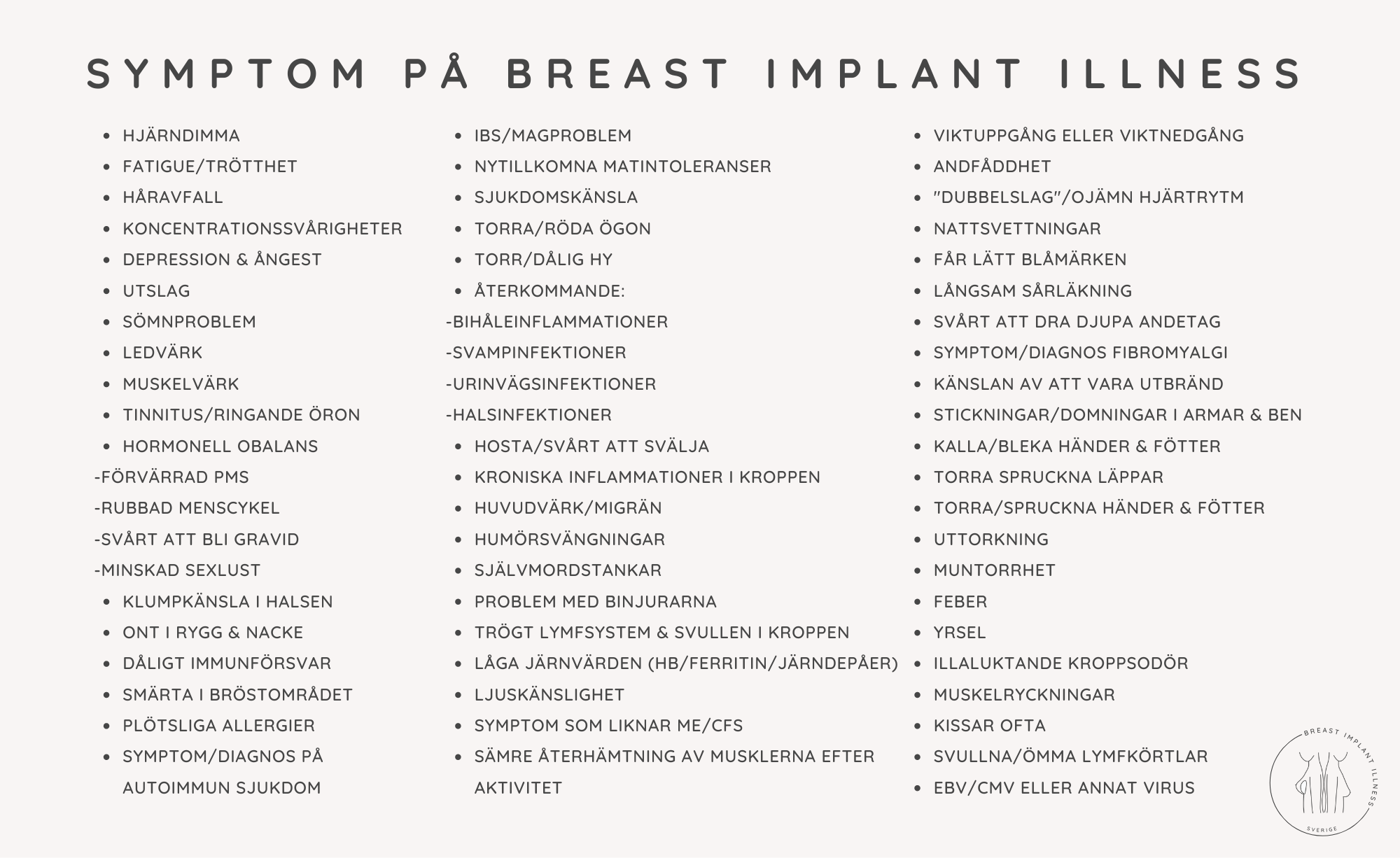 symptom på breast implant illness