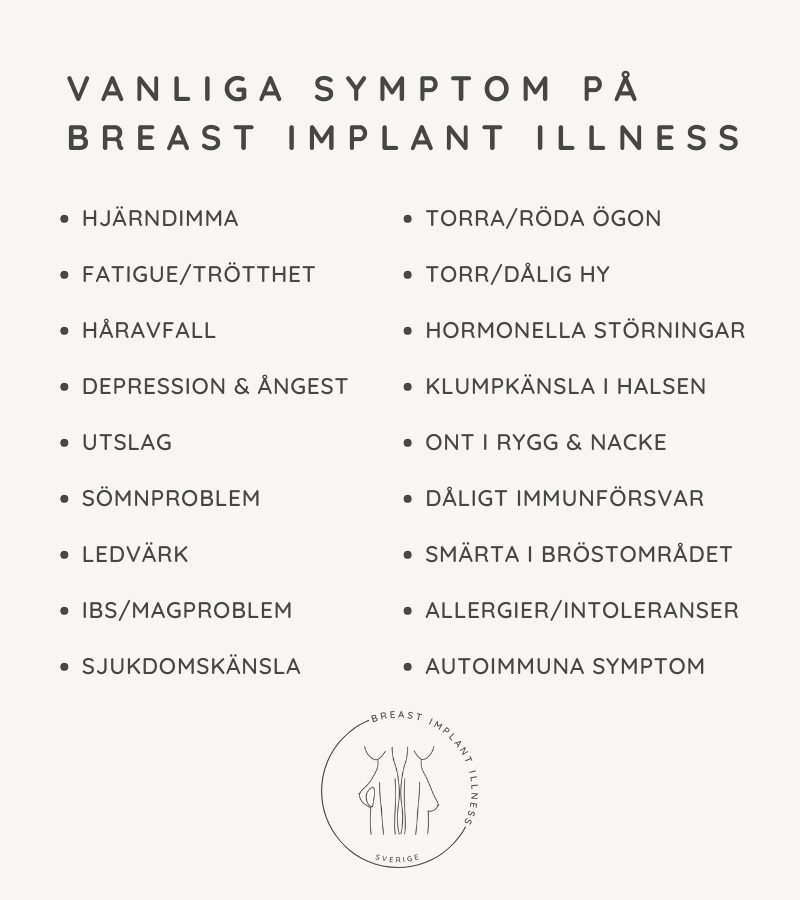Vanliga symptom breast implant illness