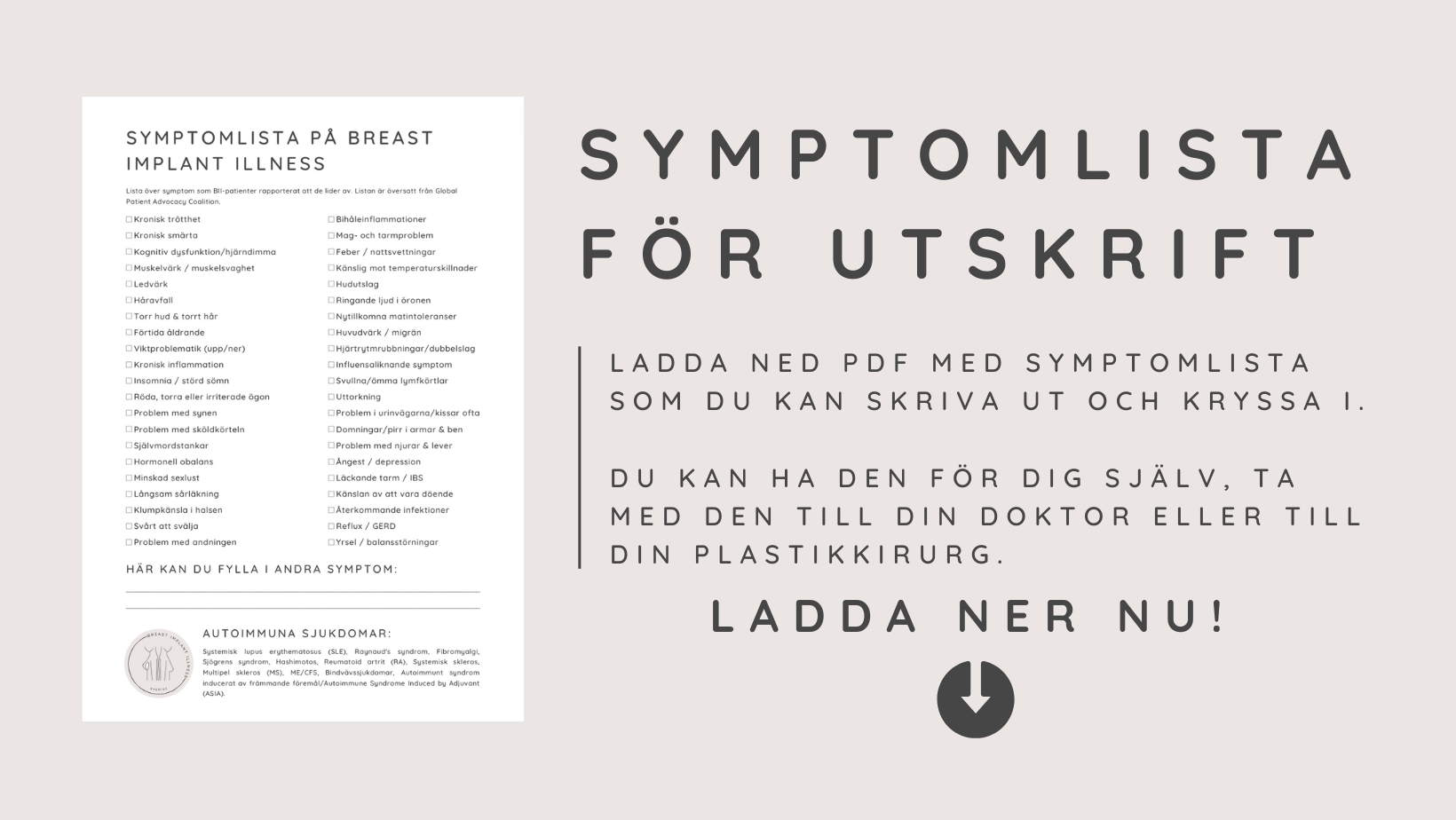 symptomlista breast implant illness