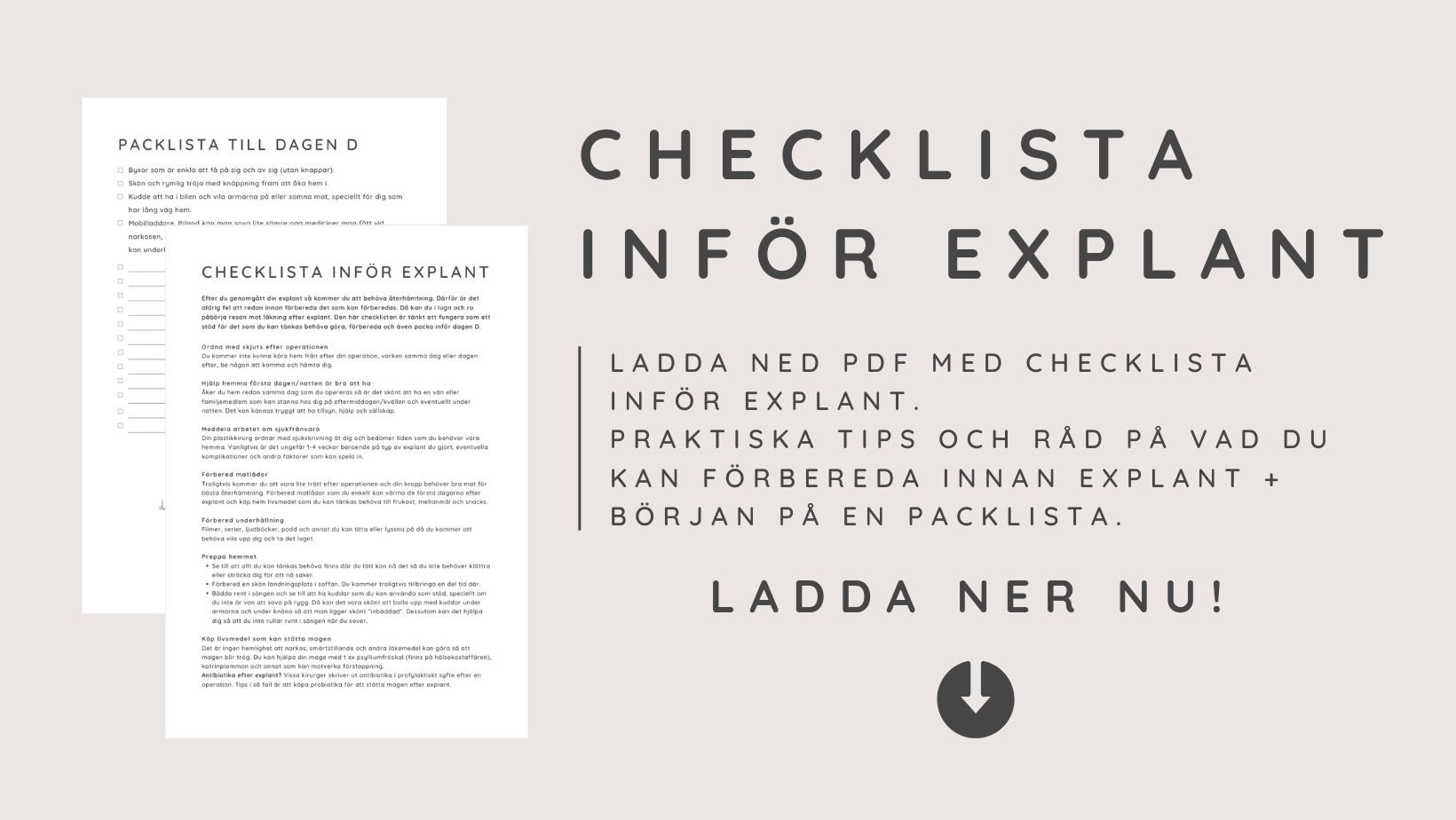CHECKLISTA INFÖR EXPLANT