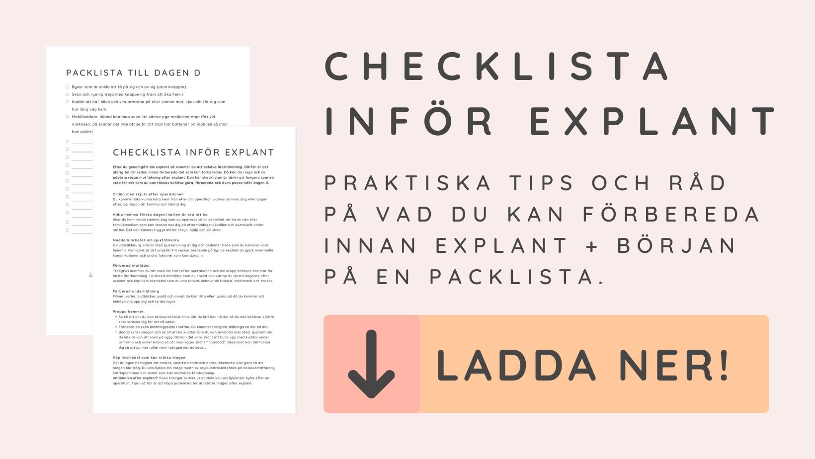 CHECKLISTA INFÖR EXPLANT